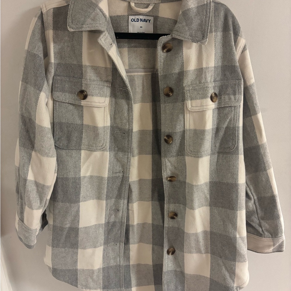 Old Navy Light Gray Plaid Shacket